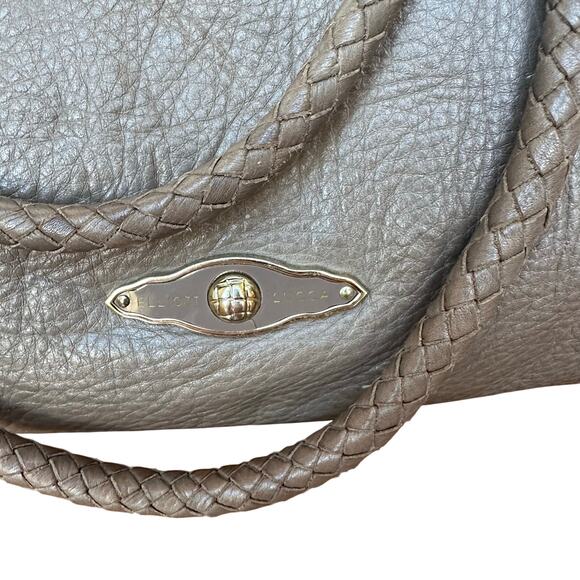 Elliott Lucca Taupe Leather Braided Drawstring Shoulder Bag - Picture 2 of 10